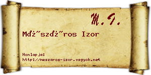 Mészáros Izor névjegykártya
